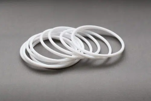 PTFE ring seals on gray background