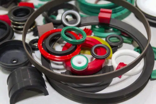 Various rubber products and sealing products at the exhibition stand.